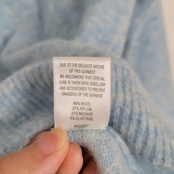 Witchery Wool Mohair Heathered Baby Blue Pullover Mock Neck Sweater Size XXS - Picture 10 of 11